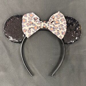 Leopard Print Bow Sequin Ears Headband mouse ears